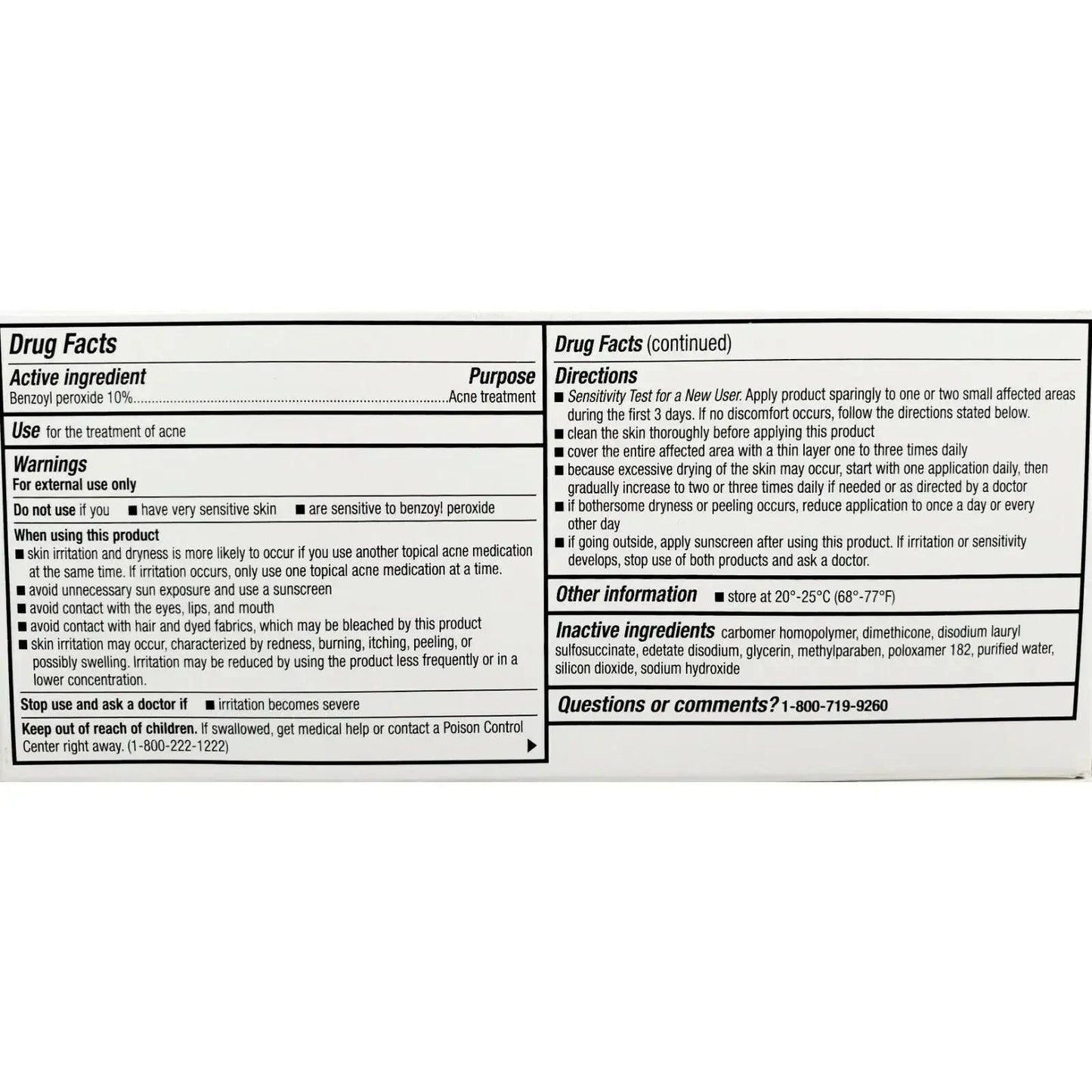 Perrigo 10% Benzoyl Peroxide Acne Treatment Gel 2.1 oz (Pack of 2) - USA in UK