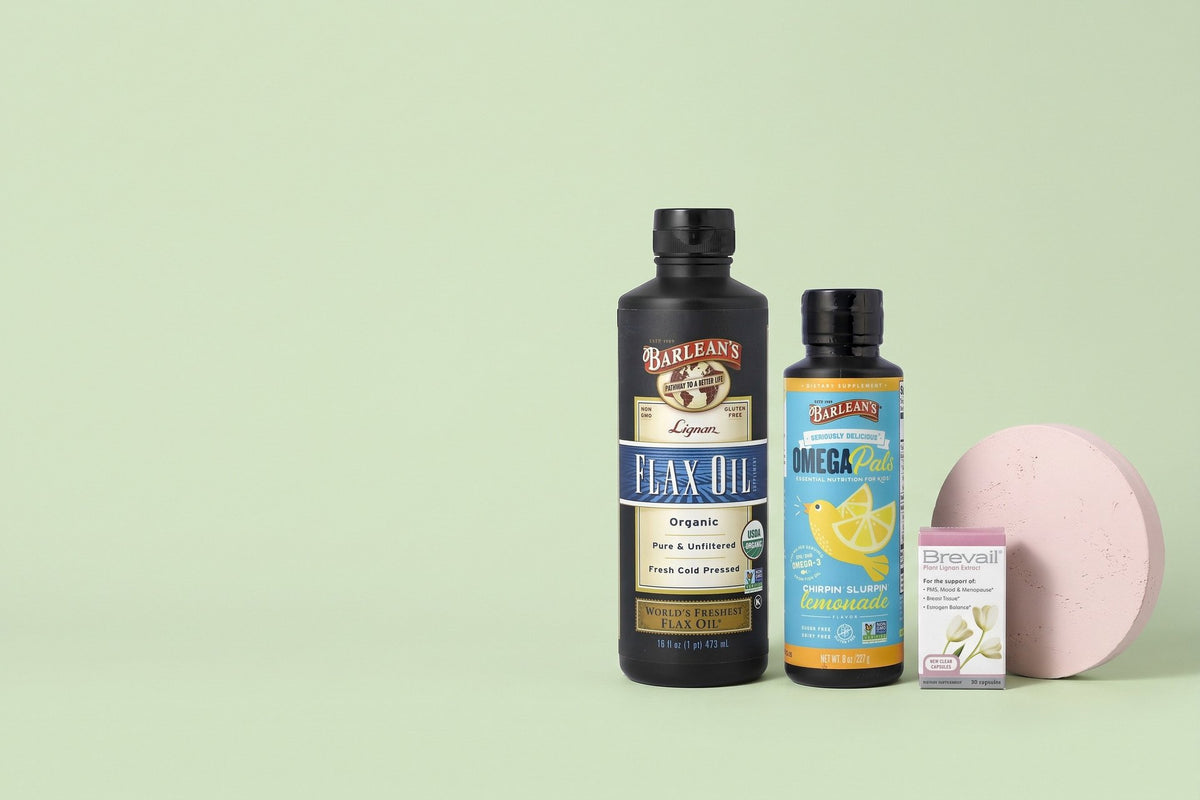Barlean's products in a studio photo