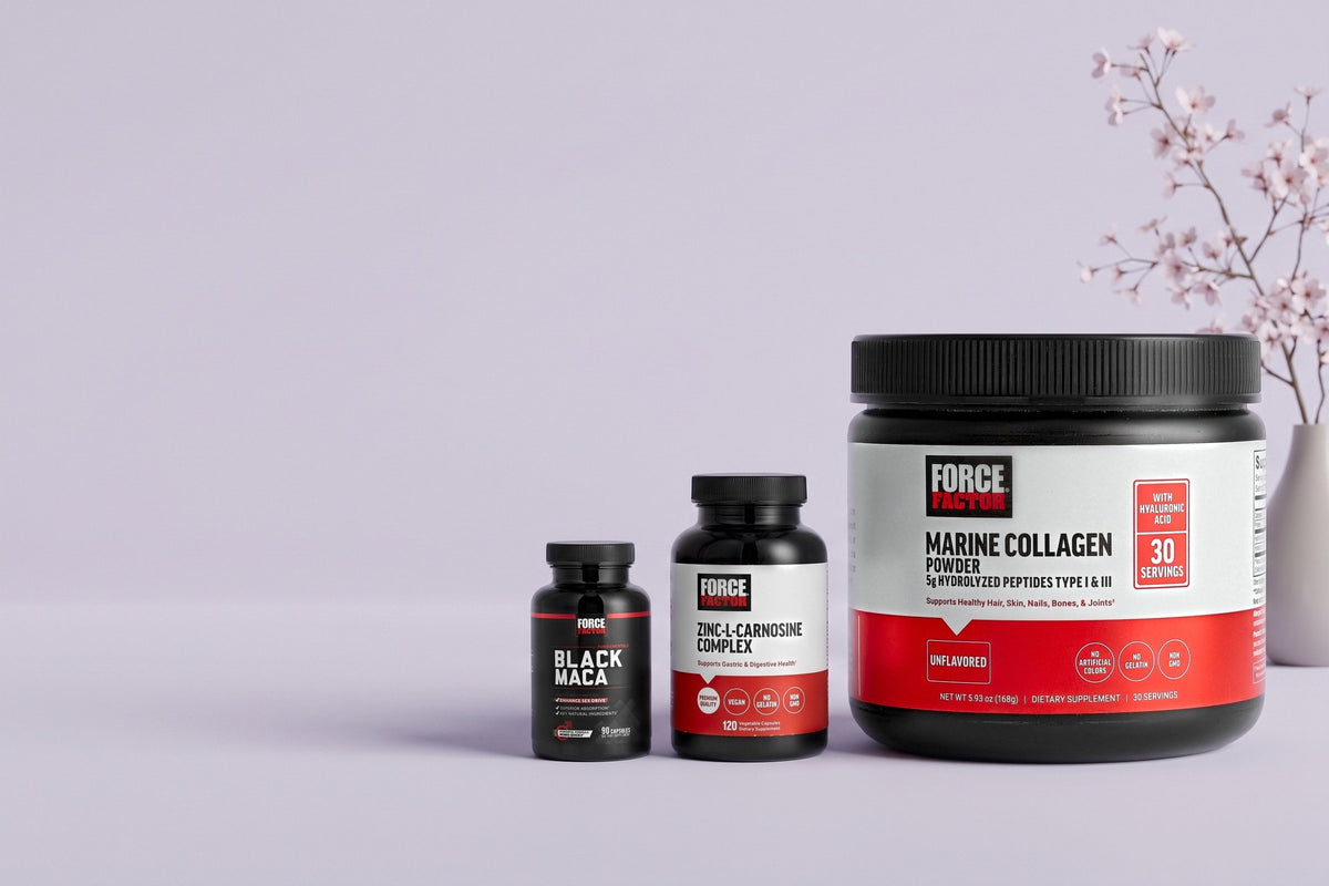 Force Factor products in a studio photo