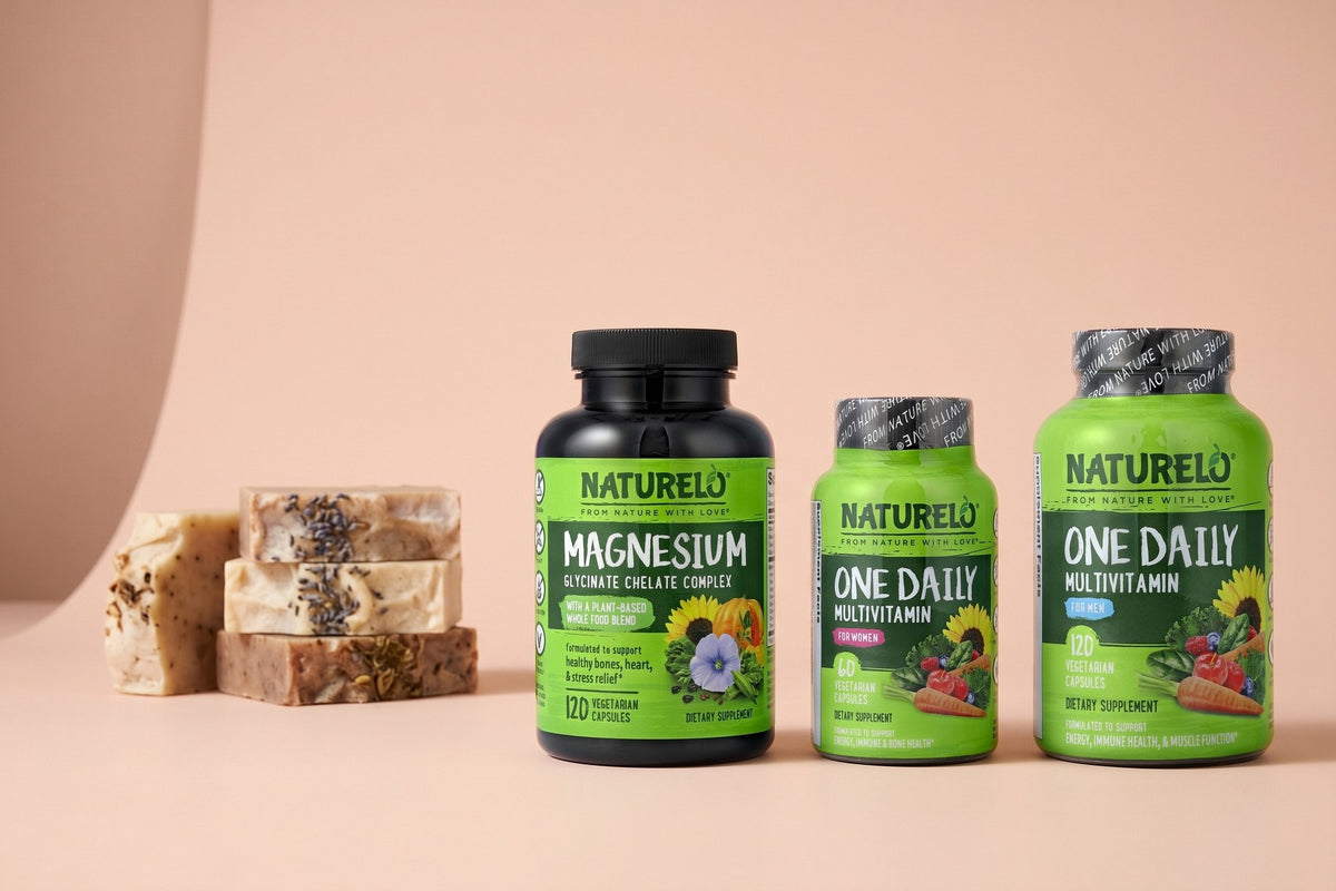 NATURELO products in a studio photo