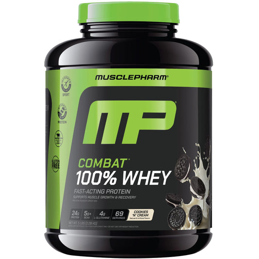 MusclePharm Combat 100% Whey Protein Powder, Cookies 'N' Cream, 2.28 kg (5 lb)