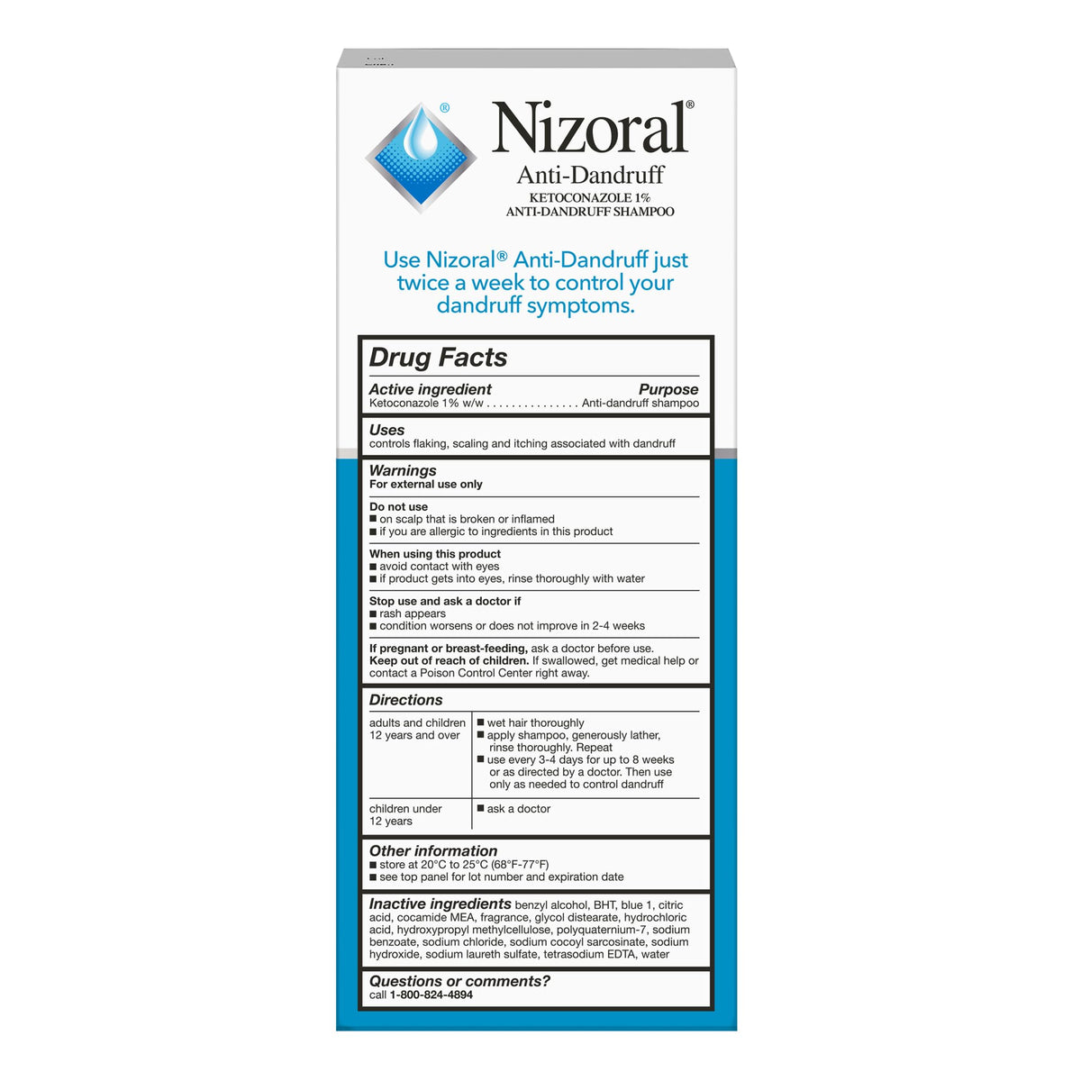Nizoral A-D Anti-Dandruff Shampoo 1% Ketoconazole 200 ml — alternate product view