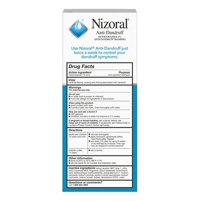 Nizoral A-D Anti-Dandruff Shampoo 1% Ketoconazole 200 ml - Drug facts label