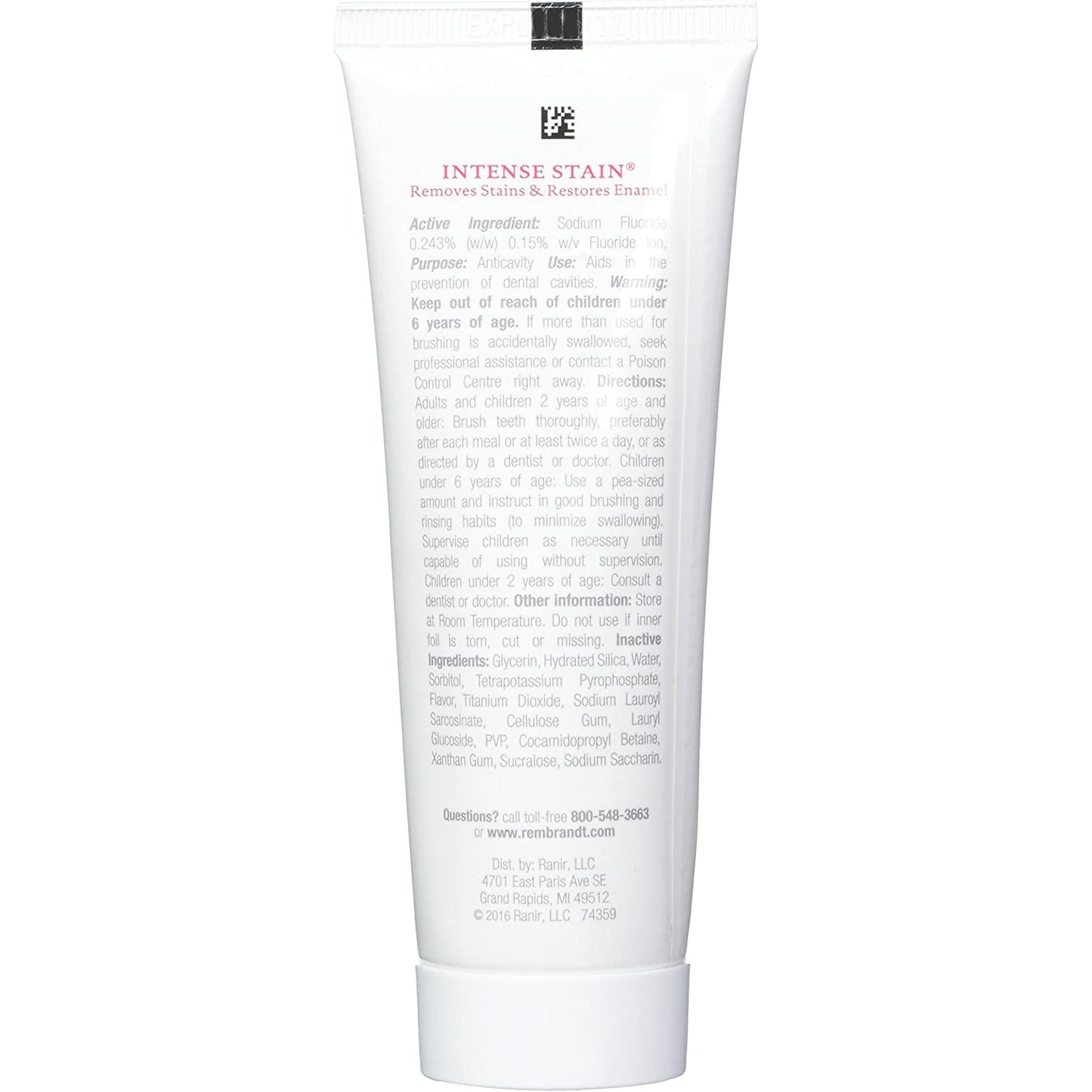 Rembrandt Intense Stain Whitening Toothpaste with Fluoride Mint, 3.52 Oz