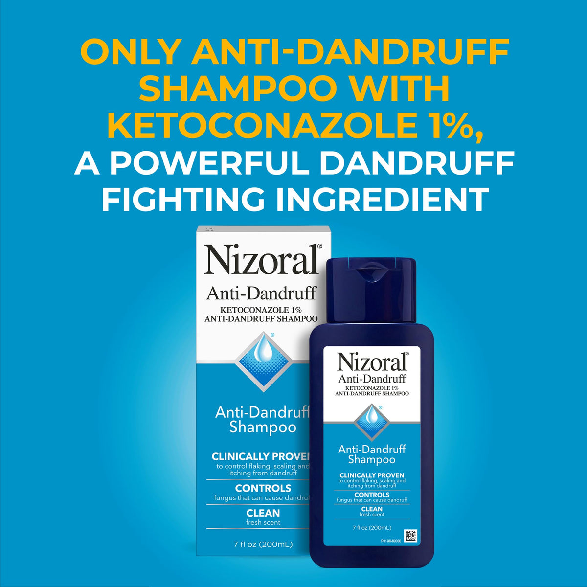 Nizoral A-D Anti-Dandruff Shampoo 1% Ketoconazole 200 ml - bottle and box side by side