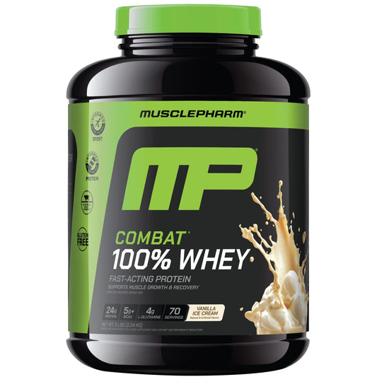 MusclePharm Combat 100% Whey Protein Powder, Vanilla Ice Cream, 2.24 kg (5 lb)