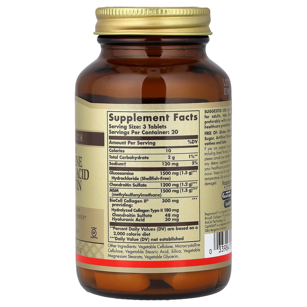 Solgar Glucosamine Hyaluronic Acid Chondroitin MSM, 60 Tablets — alternate product view