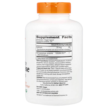 Doctor's Best High Potency Serrapeptase 120,000 SPU, 270 Veggie Caps - view 2