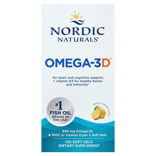 Nordic Naturals Omega-3D, Great Lemon, 120 Soft Gels