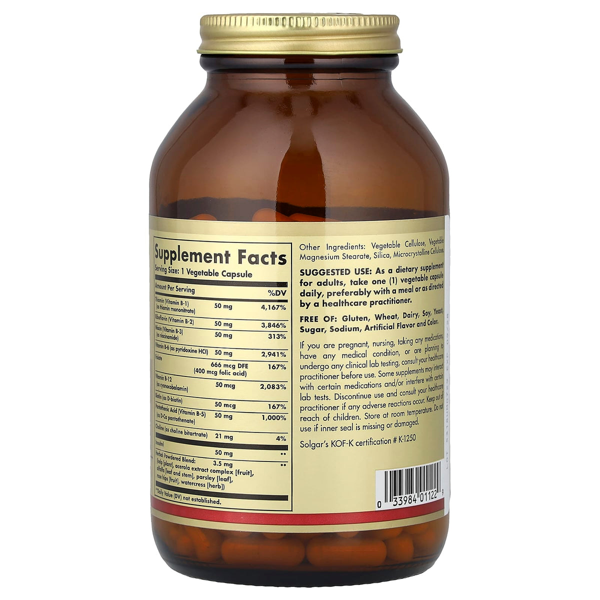 Solgar B-Complex "50", 250 Vegetable Capsules - view 2