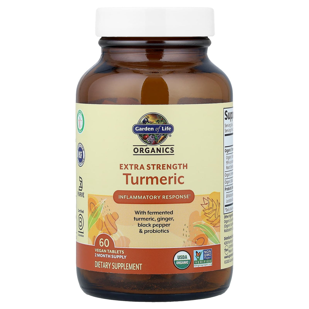 Garden of Life Organics Turmeric, 60 Vegan Tablets - view 3