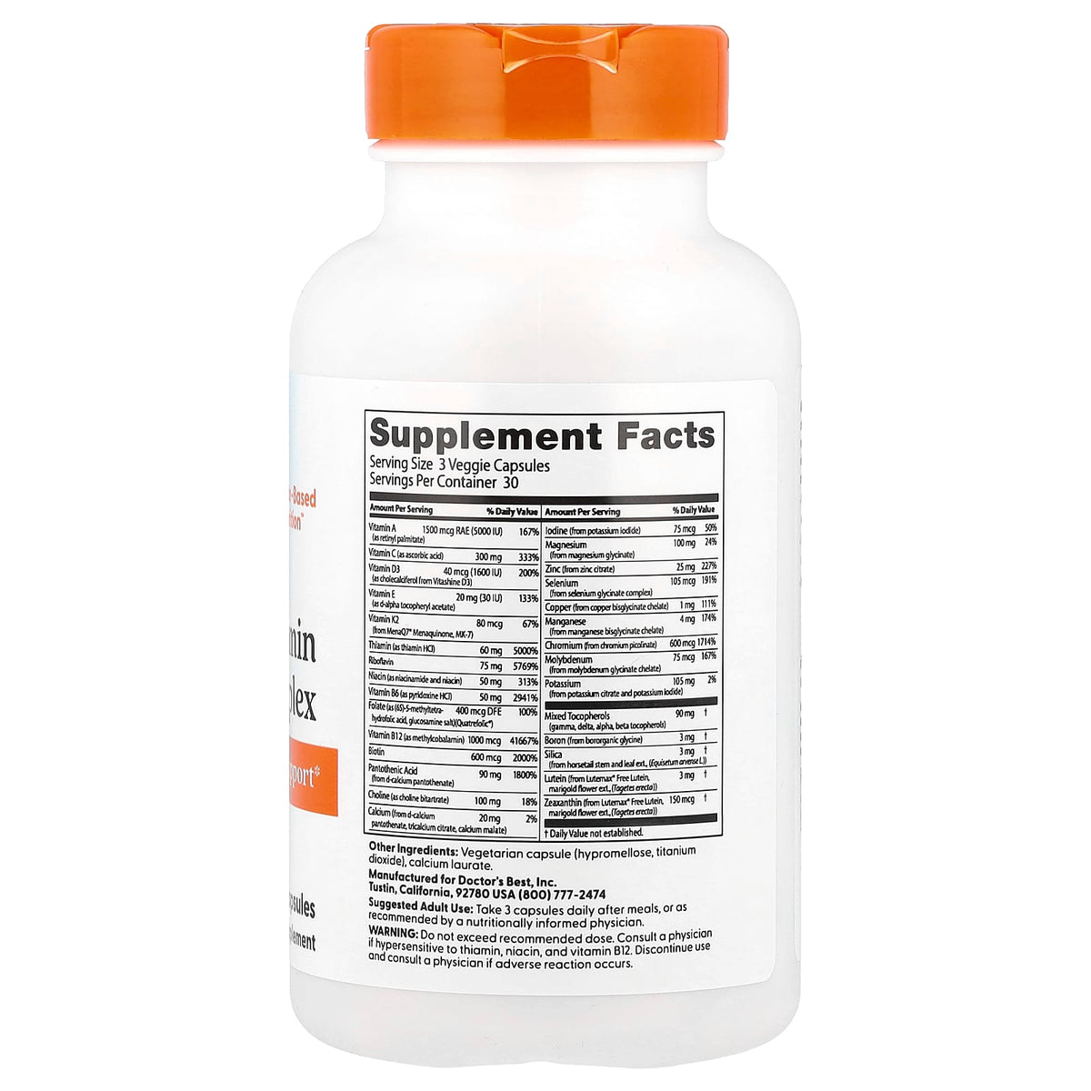 Doctor's Best Multi-Vitamin Mineral Complex 90 Veggie Capsules - view 2