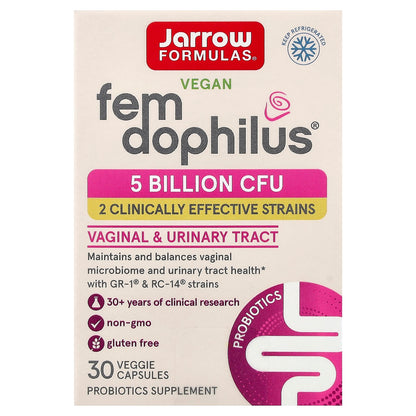 Jarrow Formulas Vegan Fem Dophilus 5 Billion CFU 30 Veggie Capsules