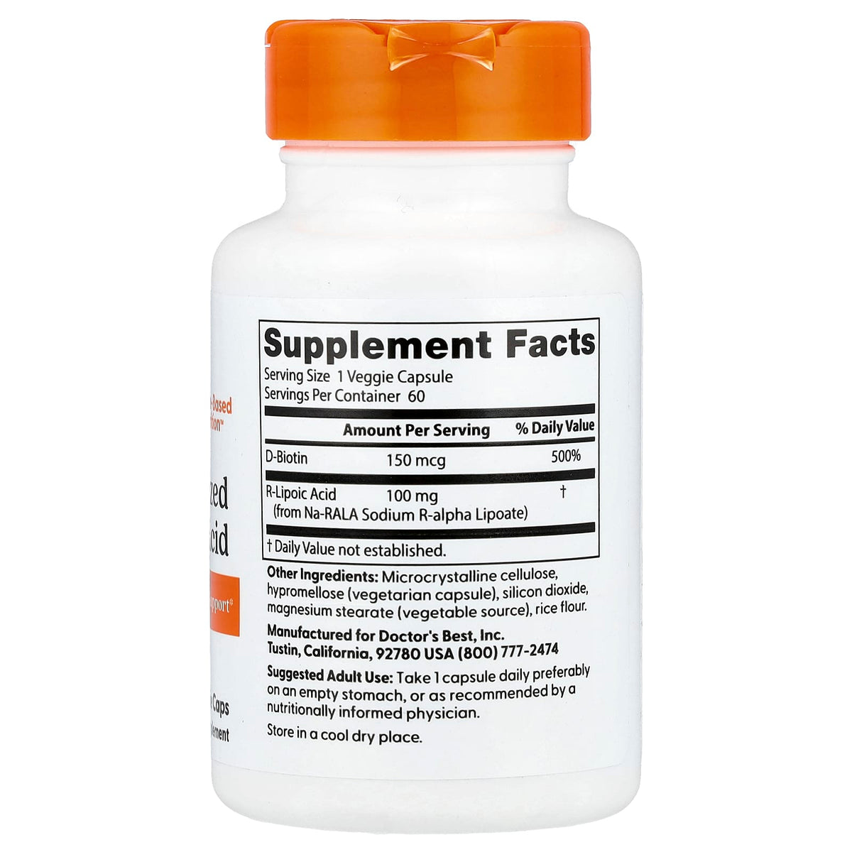 Doctor's Best Stabilized R-Lipoic Acid, 100 mg, 60 Veggie Caps — alternate product view