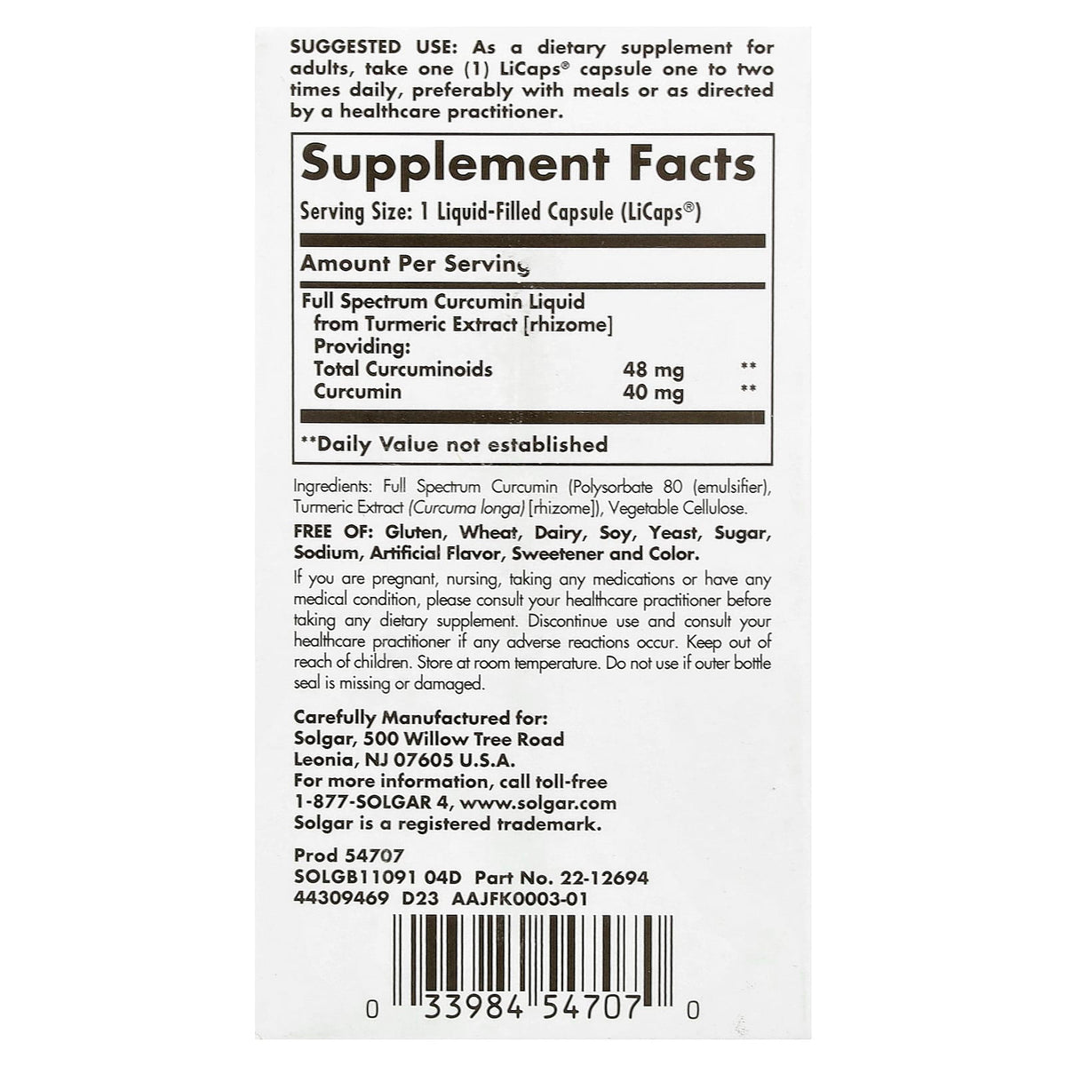 Solgar Full Spectrum Curcumin, 60 LiCaps - view 2