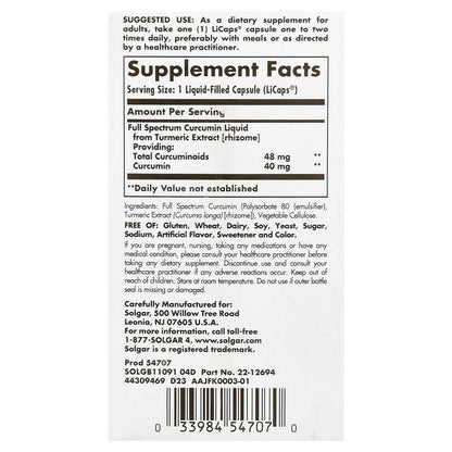 Solgar Full Spectrum Curcumin, 60 LiCaps - view 2