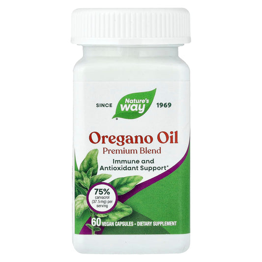 Nature's Way Oregano Oil Premium Blend, 60 Vegan Capsules (50 mg per Capsule)