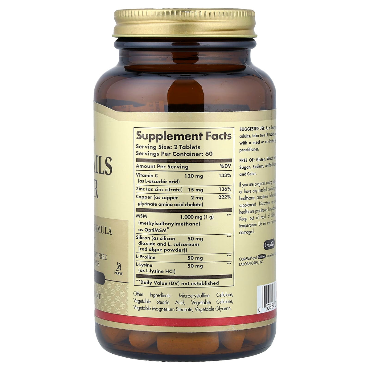 Solgar Skin, Nails & Hair Advanced MSM Formula, 120 Tablets — alternate product view