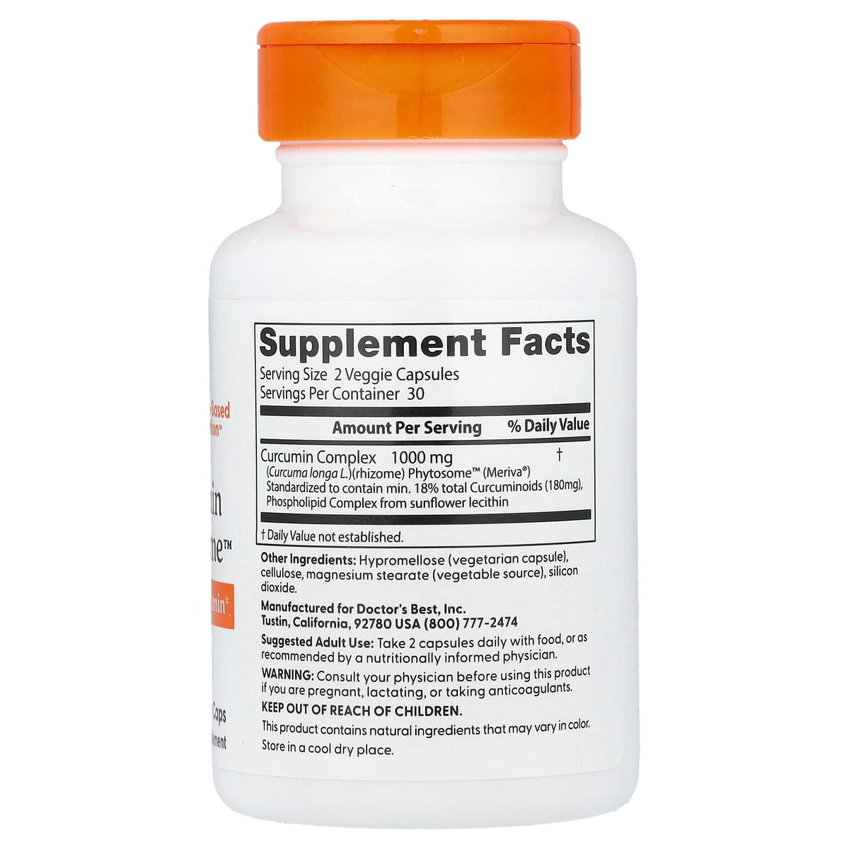 Doctor's Best Curcumin Phytosome, 60 Veggie Capsules (500 mg per Capsule) - view 2