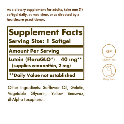 Solgar Lutein 40 mg, 30 Softgels - view 3