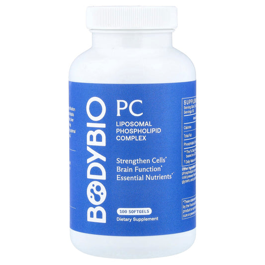 BodyBio PC Liposomal Phospholipid Complex, 100 Softgels (650 mg per Softgel)