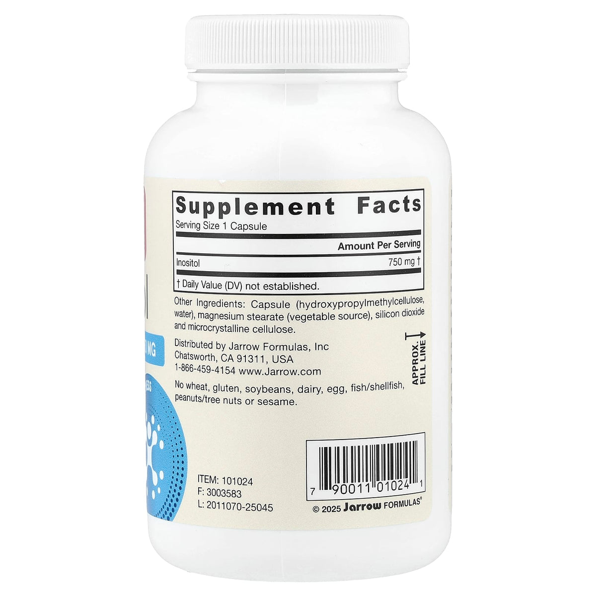 Jarrow Formulas Inositol 750 mg, 100 Veggie Capsules - view 2