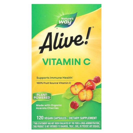 Nature's Way Alive! Vitamin C, 120 Vegan Capsules (125 mg per Capsule)