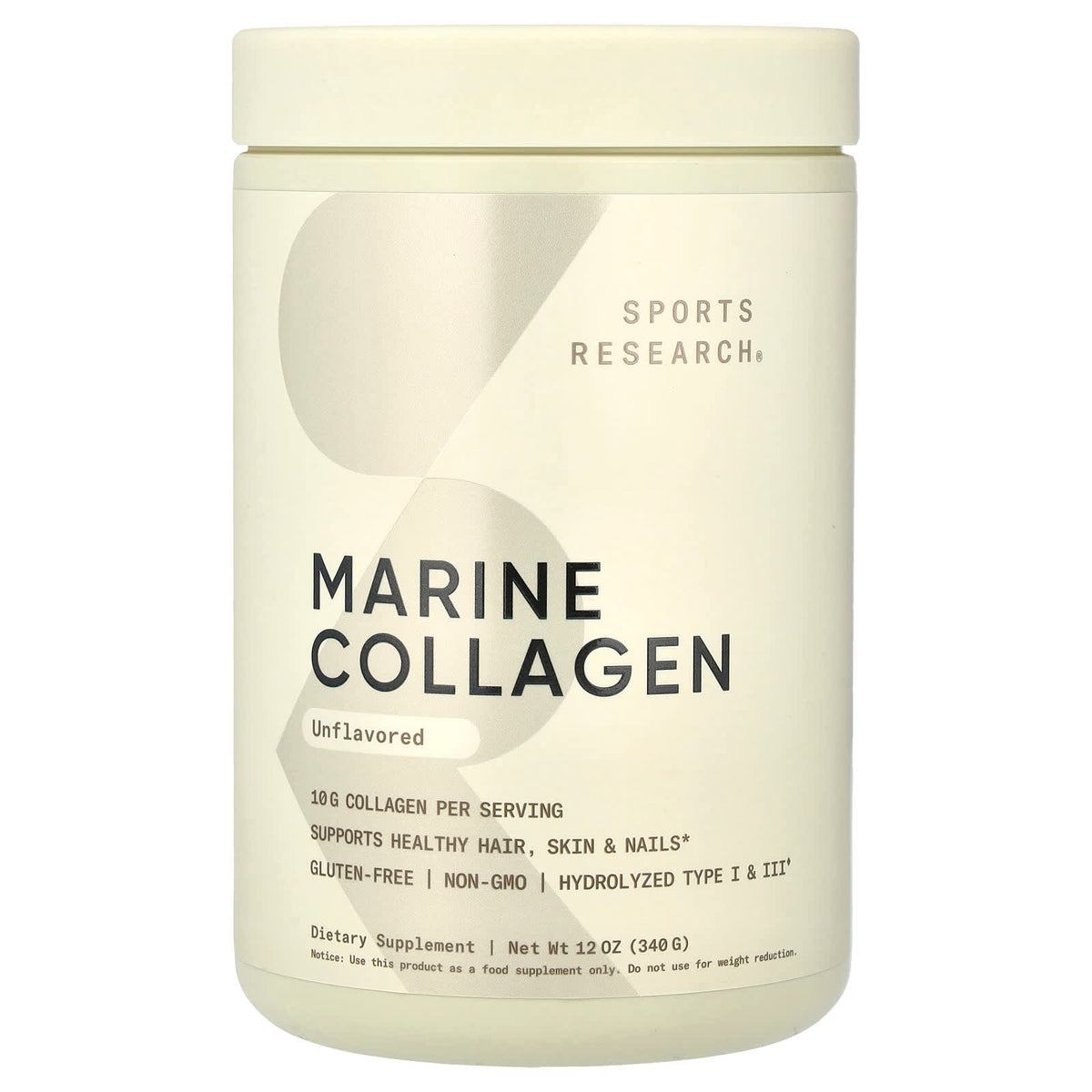 Sports Research Marine Collagen, Unflavoured, 340 g (12 oz) — product view