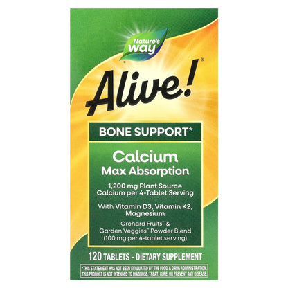 Nature's Way Alive! Calcium Max Absorption, 120 Tablets