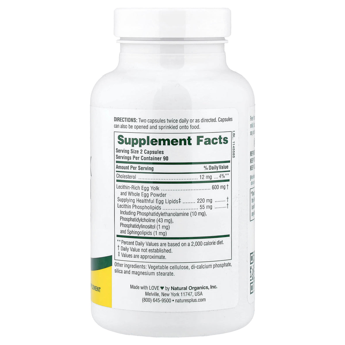 NaturesPlus Egg Yolk Lecithin, 180 Capsules - view 2