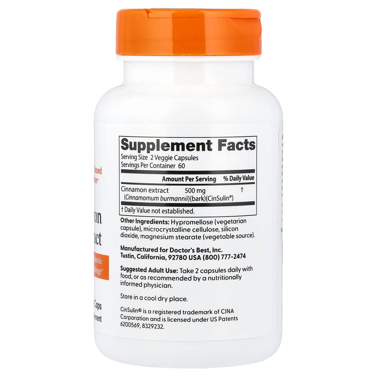 Doctor's Best Cinnamon Extract, 120 Veggie Caps (250 mg per Capsule) — alternate product view