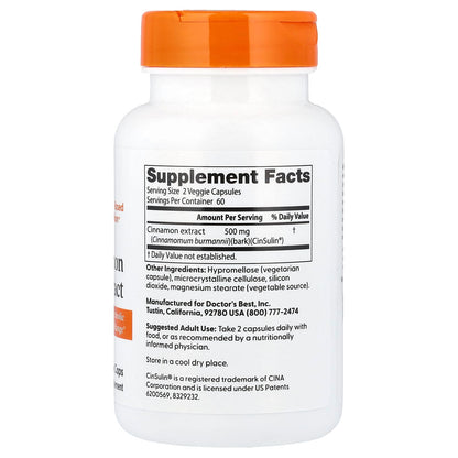 Doctor's Best Cinnamon Extract, 120 Veggie Caps (250 mg per Capsule) - view 2