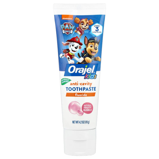 Orajel Kids Paw Patrol Fluoride Toothpaste, Natural Fruity Bubble, 119 g