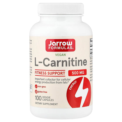 Jarrow Formulas Vegan L-Carnitine, 500 mg, 100 Veggie Capsules