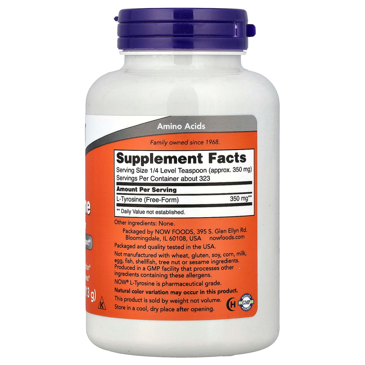 NOW Foods L-Tyrosine Pure Powder, 113 g (4 oz) — alternate product view