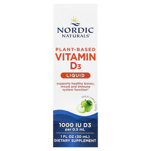 Nordic Naturals Vitamin D3 Liquid, Plant-Based, Great Apple, 30 ml (1 fl oz)