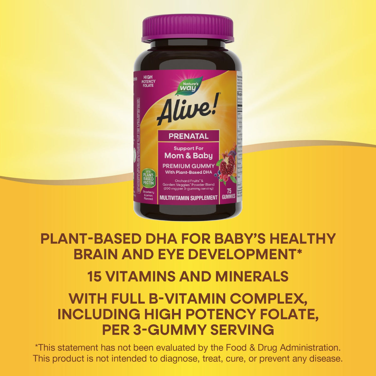 Nature's Way Alive! Prenatal Premium Gummy, Strawberry & Lemon, 75 Gummies - view 4