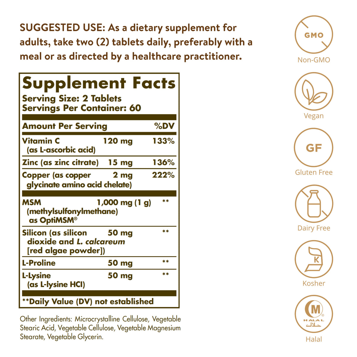 Solgar Skin, Nails & Hair Advanced MSM Formula, 120 Tablets - view 4