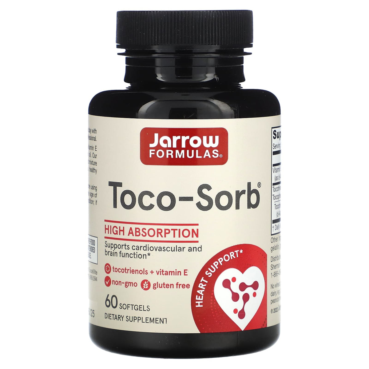 Jarrow Formulas Toco-Sorb Tocotrienols + Vitamin E, 60 Softgels — product view