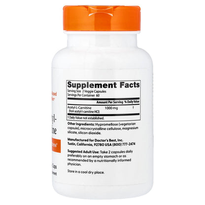 Doctor's Best Acetyl-L-Carnitine 500 mg, 120 Veggie Caps - view 2
