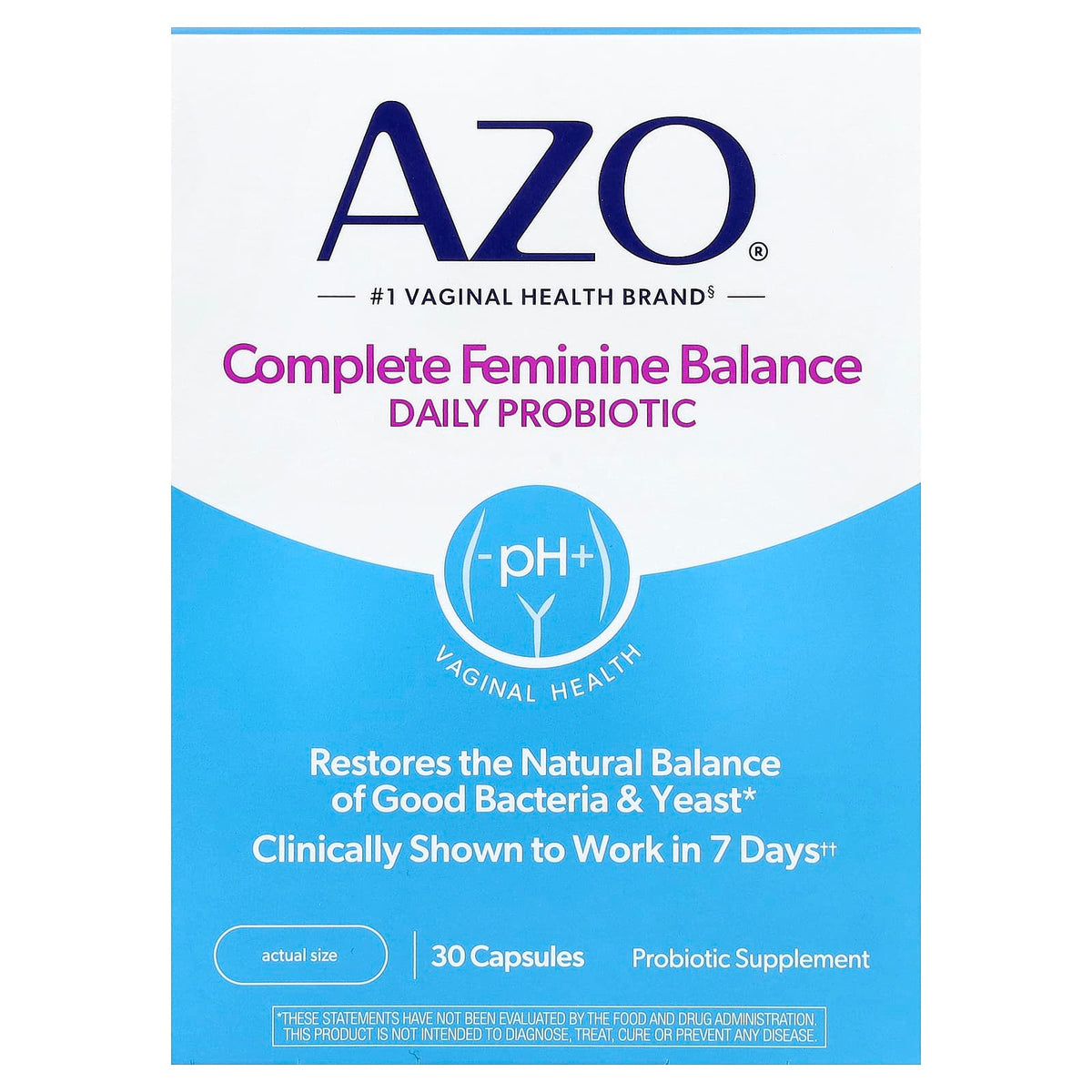AZO Complete Feminine Balance Daily Probiotic, 30 Capsules