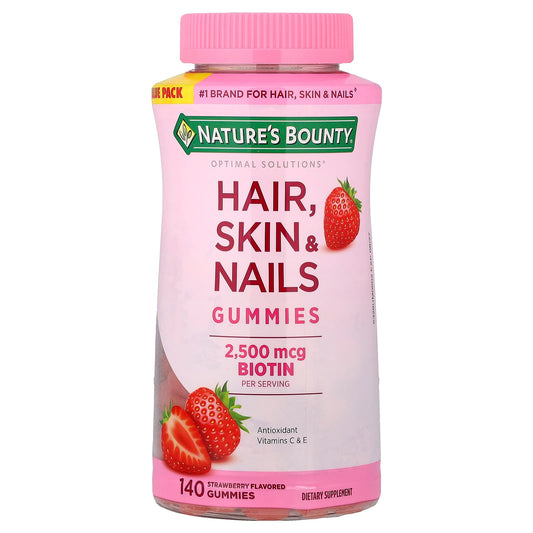 Nature's Bounty Optimal Solutions Hair, Skin & Nails, Strawberry, 140 Gummies