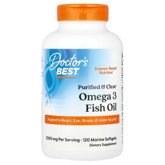 Doctor's Best Purified & Clear Omega 3 Fish Oil, 120 Marine Softgels