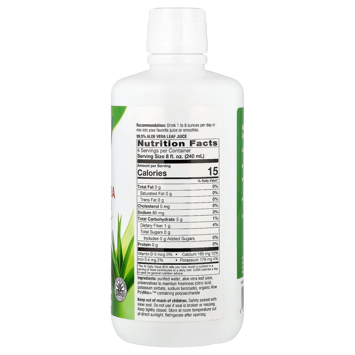 Nature's Way Aloe Vera Leaf Juice, Unflavored, 33.8 fl oz (1 L) - view 2