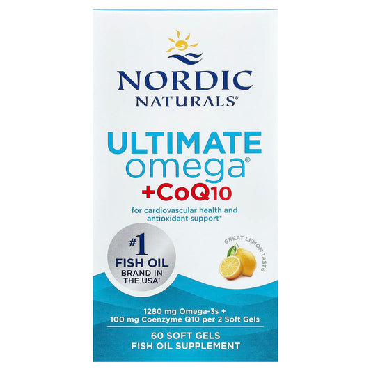 Nordic Naturals Ultimate Omega + CoQ10, Lemon, 60 Soft Gels