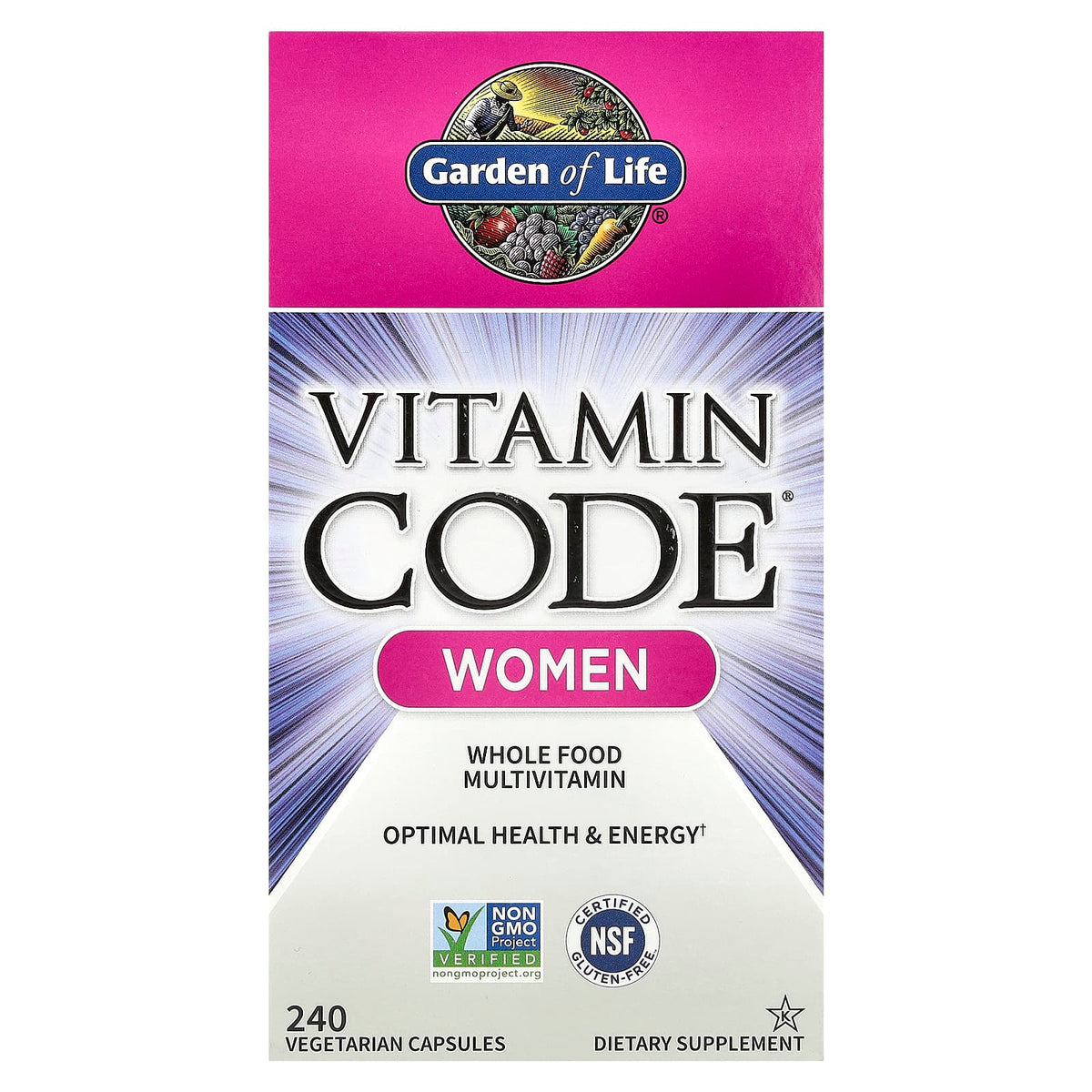 Garden of Life Vitamin Code Women Whole Food Multivitamin, 240 Veg Capsules — product view