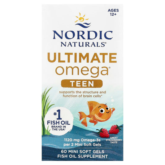 Nordic Naturals Teen Ultimate Omega Ages 12+ Strawberry, 60 Mini Softgels