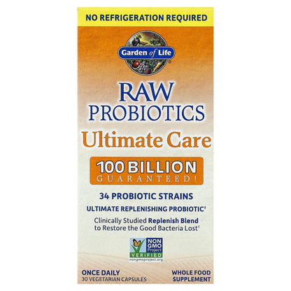 Garden of Life RAW Probiotics Ultimate Care Shelf-Stable, 30 Vegetarian Capsules
