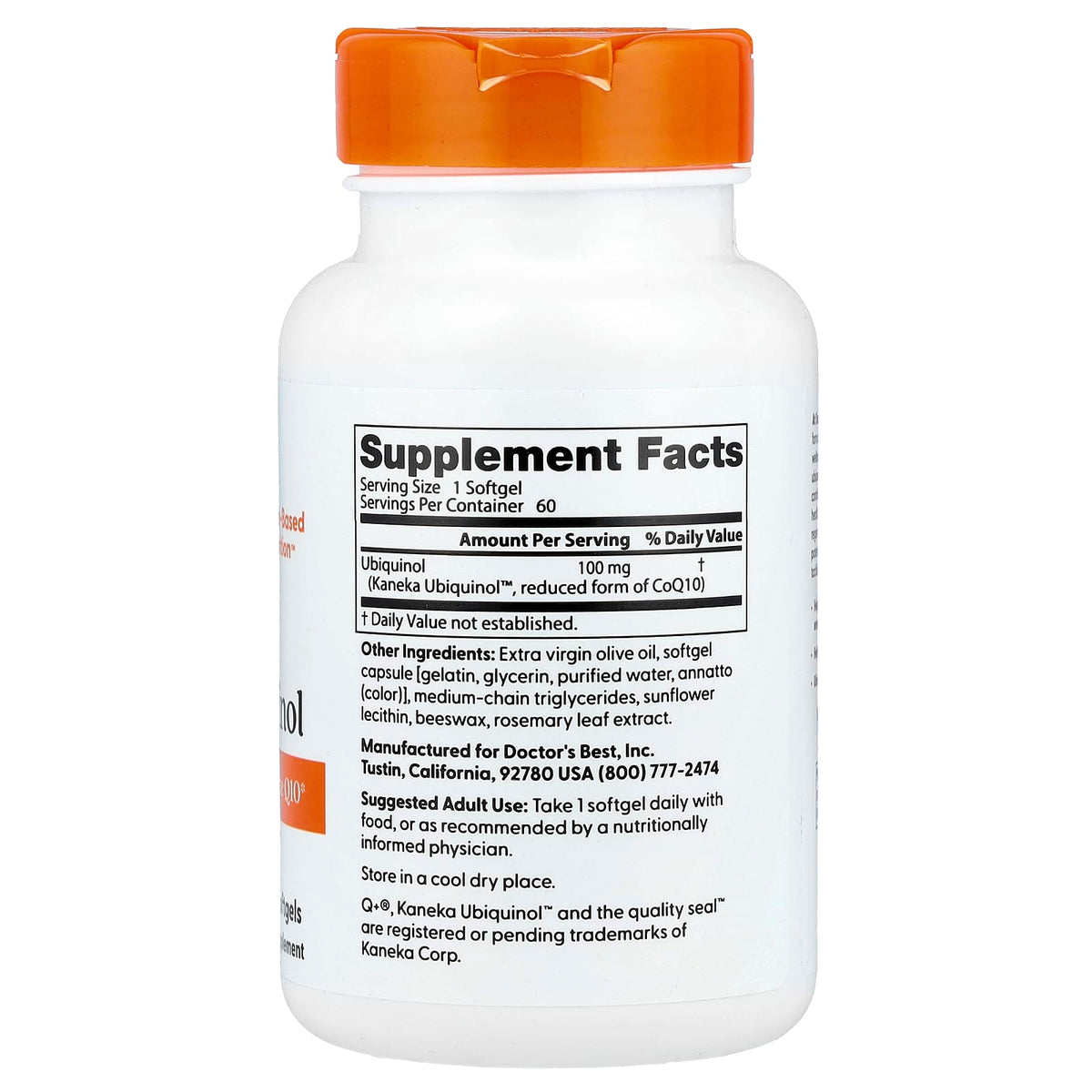Doctor's Best Ubiquinol 100 mg, 60 Softgels - view 2