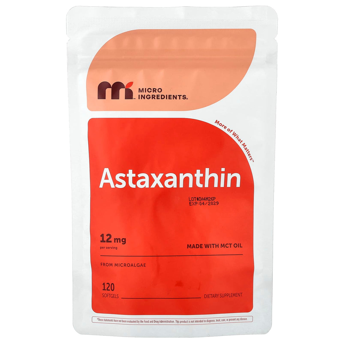 Micro Ingredients Astaxanthin, 12 mg, 120 Softgels